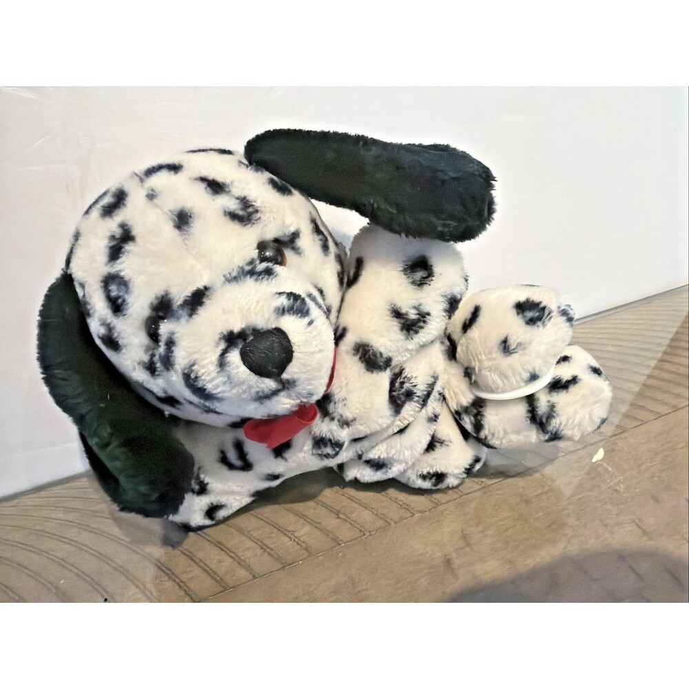 Vtg Dakin dalmatian dog musical plush puppy crib pull toy baby VIDEO Works 1988